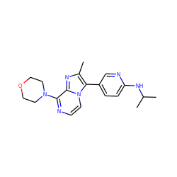 Cc1nc2c(N3CCOCC3)nccn2c1-c1ccc(NC(C)C)nc1 ZINC000141850633