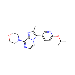 Cc1nc2c(N3CCOCC3)nccn2c1-c1ccc(OC(C)C)nc1 ZINC000205069735