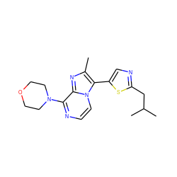 Cc1nc2c(N3CCOCC3)nccn2c1-c1cnc(CC(C)C)s1 ZINC000147977109