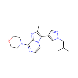 Cc1nc2c(N3CCOCC3)nccn2c1-c1cnn(CC(C)C)c1 ZINC000147781421