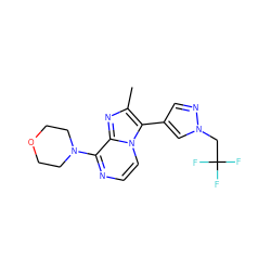 Cc1nc2c(N3CCOCC3)nccn2c1-c1cnn(CC(F)(F)F)c1 ZINC000142941186