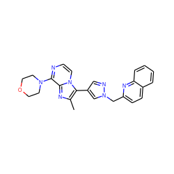 Cc1nc2c(N3CCOCC3)nccn2c1-c1cnn(Cc2ccc3ccccc3n2)c1 ZINC000169333457