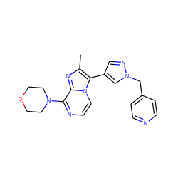 Cc1nc2c(N3CCOCC3)nccn2c1-c1cnn(Cc2ccncc2)c1 ZINC000169333455