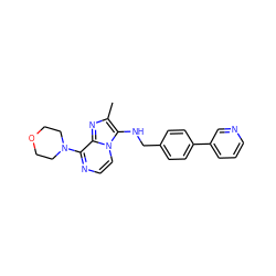 Cc1nc2c(N3CCOCC3)nccn2c1NCc1ccc(-c2cccnc2)cc1 ZINC001772606608