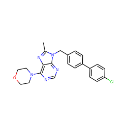 Cc1nc2c(N3CCOCC3)ncnc2n1Cc1ccc(-c2ccc(Cl)cc2)cc1 ZINC001772586347