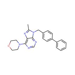 Cc1nc2c(N3CCOCC3)ncnc2n1Cc1ccc(-c2ccccc2)cc1 ZINC001772590422