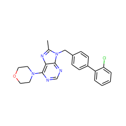 Cc1nc2c(N3CCOCC3)ncnc2n1Cc1ccc(-c2ccccc2Cl)cc1 ZINC001772644350