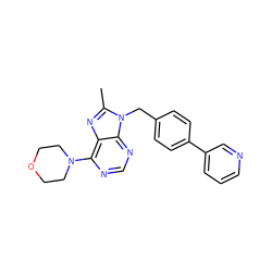 Cc1nc2c(N3CCOCC3)ncnc2n1Cc1ccc(-c2cccnc2)cc1 ZINC001772623740