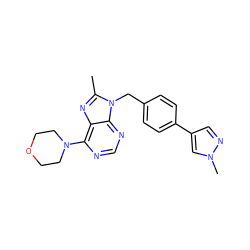 Cc1nc2c(N3CCOCC3)ncnc2n1Cc1ccc(-c2cnn(C)c2)cc1 ZINC001772638474