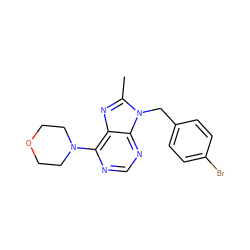 Cc1nc2c(N3CCOCC3)ncnc2n1Cc1ccc(Br)cc1 ZINC001772635006