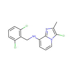 Cc1nc2c(NCc3c(Cl)cccc3Cl)cccn2c1Cl ZINC000013778243