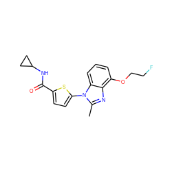 Cc1nc2c(OCCF)cccc2n1-c1ccc(C(=O)NC2CC2)s1 ZINC000084602899