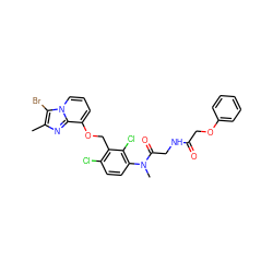 Cc1nc2c(OCc3c(Cl)ccc(N(C)C(=O)CNC(=O)COc4ccccc4)c3Cl)cccn2c1Br ZINC000027331191