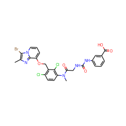 Cc1nc2c(OCc3c(Cl)ccc(N(C)C(=O)CNC(=O)Nc4cccc(C(=O)O)c4)c3Cl)cccn2c1Br ZINC000027330140