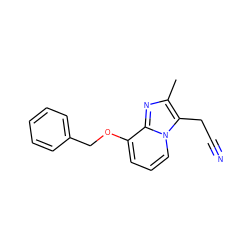 Cc1nc2c(OCc3ccccc3)cccn2c1CC#N ZINC000000002675