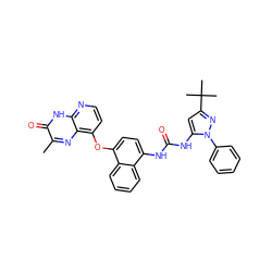 Cc1nc2c(Oc3ccc(NC(=O)Nc4cc(C(C)(C)C)nn4-c4ccccc4)c4ccccc34)ccnc2[nH]c1=O ZINC000058600036