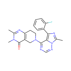 Cc1nc2c(c(=O)n1C)CN(c1ncnn3c(C)nc(-c4ccccc4F)c13)CC2 ZINC000169711757