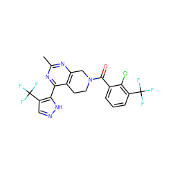 Cc1nc2c(c(-c3[nH]ncc3C(F)(F)F)n1)CCN(C(=O)c1cccc(C(F)(F)F)c1Cl)C2 ZINC000219466468