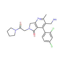 Cc1nc2c(c(-c3ccc(Cl)cc3Cl)c1CN)C(=O)N(CC(=O)N1CCCC1)C2 ZINC000034805183