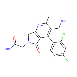 Cc1nc2c(c(-c3ccc(Cl)cc3Cl)c1CN)C(=O)N(CC(N)=O)C2 ZINC000096285851