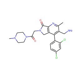 Cc1nc2c(c(-c3ccc(Cl)cc3Cl)c1CN)CN(CC(=O)N1CCN(C)CC1)C2=O ZINC000073138458