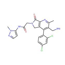 Cc1nc2c(c(-c3ccc(Cl)cc3Cl)c1CN)CN(CC(=O)Nc1ccnn1C)C2=O ZINC000073138466