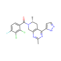 Cc1nc2c(c(-c3ccn[nH]3)n1)C[C@@H](C)N(C(=O)c1ccc(F)c(Cl)c1Cl)C2 ZINC000219251256