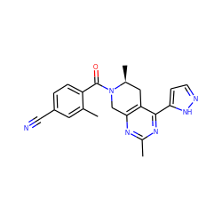 Cc1nc2c(c(-c3ccn[nH]3)n1)C[C@H](C)N(C(=O)c1ccc(C#N)cc1C)C2 ZINC000219383071