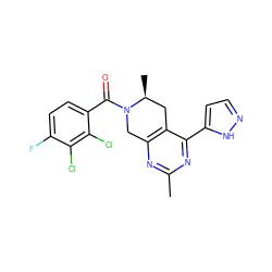 Cc1nc2c(c(-c3ccn[nH]3)n1)C[C@H](C)N(C(=O)c1ccc(F)c(Cl)c1Cl)C2 ZINC000219251208