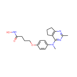 Cc1nc2c(c(N(C)c3ccc(OCCCC(=O)NO)cc3)n1)CCC2 ZINC000653726385