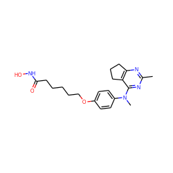 Cc1nc2c(c(N(C)c3ccc(OCCCCCC(=O)NO)cc3)n1)CCC2 ZINC000653726665