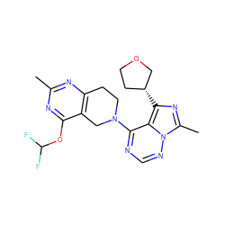 Cc1nc2c(c(OC(F)F)n1)CN(c1ncnn3c(C)nc([C@@H]4CCOC4)c13)CC2 ZINC000169711667