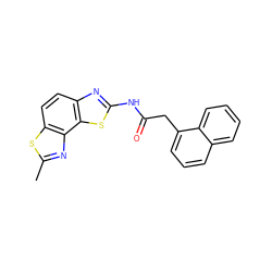 Cc1nc2c(ccc3nc(NC(=O)Cc4cccc5ccccc45)sc32)s1 ZINC000004173997