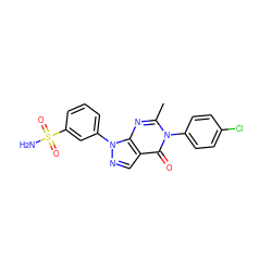 Cc1nc2c(cnn2-c2cccc(S(N)(=O)=O)c2)c(=O)n1-c1ccc(Cl)cc1 ZINC000028951893