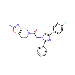 Cc1nc2c(o1)CCN(C(=O)Cn1cc(-c3ccc(F)c(C)c3)nc1-c1ccccc1)C2 ZINC000096284544