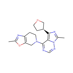 Cc1nc2c(o1)CN(c1ncnn3c(C)nc([C@H]4CCOC4)c13)CC2 ZINC000169711708