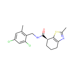 Cc1nc2c(s1)[C@H](C(=O)NCc1c(C)cc(Cl)cc1Cl)CCC2 ZINC000220875627