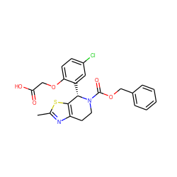 Cc1nc2c(s1)[C@H](c1cc(Cl)ccc1OCC(=O)O)N(C(=O)OCc1ccccc1)CC2 ZINC000206884122