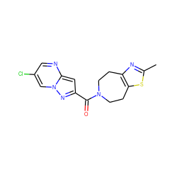 Cc1nc2c(s1)CCN(C(=O)c1cc3ncc(Cl)cn3n1)CC2 ZINC000150224417