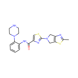 Cc1nc2c(s1)CN(c1nc(C(=O)Nc3ccccc3N3CCNCC3)cs1)C2 ZINC000096269621