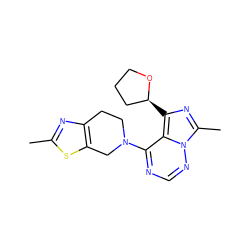 Cc1nc2c(s1)CN(c1ncnn3c(C)nc([C@H]4CCCO4)c13)CC2 ZINC000169711713