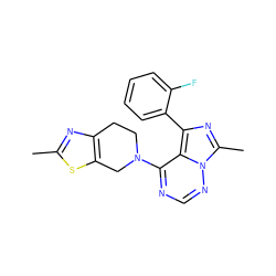 Cc1nc2c(s1)CN(c1ncnn3c(C)nc(-c4ccccc4F)c13)CC2 ZINC000169711746