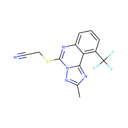 Cc1nc2c3c(C(F)(F)F)cccc3nc(SCC#N)n2n1 ZINC000071332627