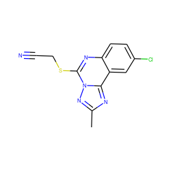 Cc1nc2c3cc(Cl)ccc3nc(SCC#N)n2n1 ZINC000071331505