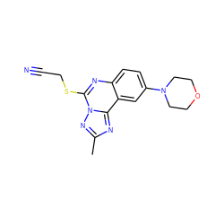 Cc1nc2c3cc(N4CCOCC4)ccc3nc(SCC#N)n2n1 ZINC000071333205