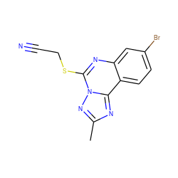 Cc1nc2c3ccc(Br)cc3nc(SCC#N)n2n1 ZINC000071334615