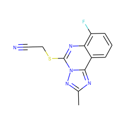 Cc1nc2c3cccc(F)c3nc(SCC#N)n2n1 ZINC000071334275