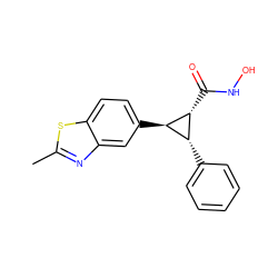 Cc1nc2cc([C@H]3[C@H](C(=O)NO)[C@@H]3c3ccccc3)ccc2s1 ZINC000103251589