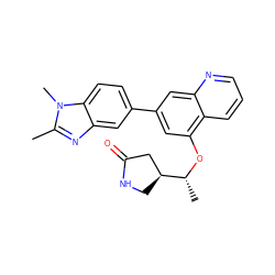 Cc1nc2cc(-c3cc(O[C@H](C)[C@H]4CNC(=O)C4)c4cccnc4c3)ccc2n1C ZINC000147827738