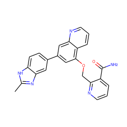 Cc1nc2cc(-c3cc(OCc4ncccc4C(N)=O)c4cccnc4c3)ccc2[nH]1 ZINC000147828633